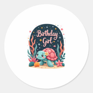 Adesivo Birthday Girl Sea Turtle Tema Ocea Festa de aniver