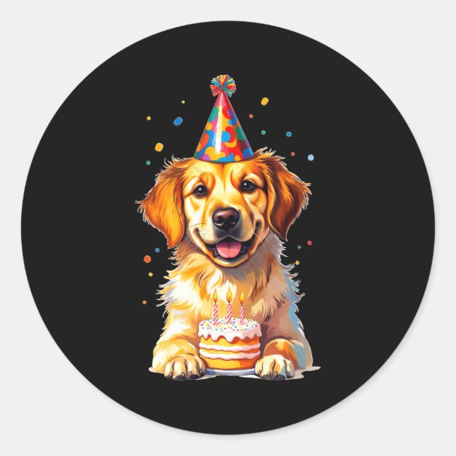 Adesivo Birthday Golden Retriever, Party Dog  (Frente)
