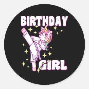 Adesivo Birthday Karate Unicorn Girl