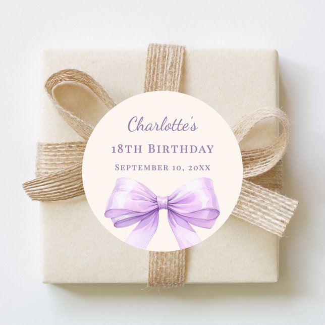 Adesivo Birthday lavender bow ivory (Criador carregado)