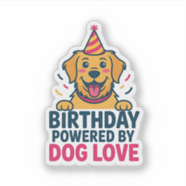Adesivo Birthday Powered by Dog Love Illustration