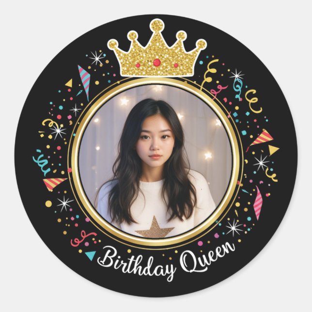 Adesivo Birthday Queen Gold Crown PCreate Your Own Sticker (Frente)
