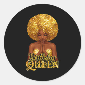 Adesivo Birthday queen praying woman afro curly black girl