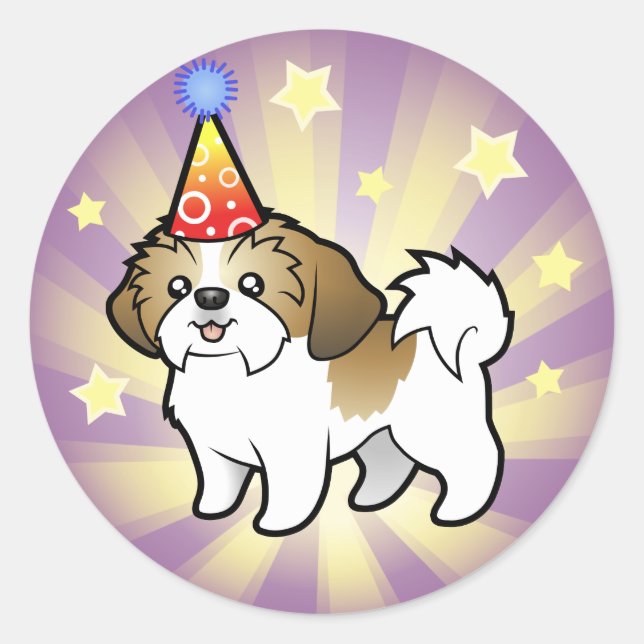 Adesivo Birthday Shih Tzu (corte de cachorrinho) (Frente)