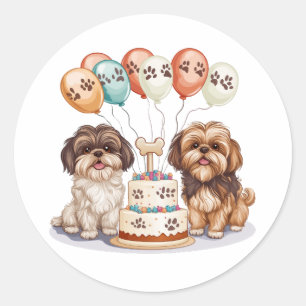 Adesivo Birthday Shih Tzu Dogs Birthday Cake