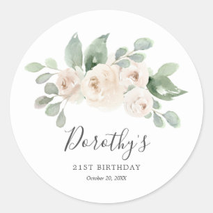 Adesivo Birthday Sticker Custom 21 ruas White Rose Floral
