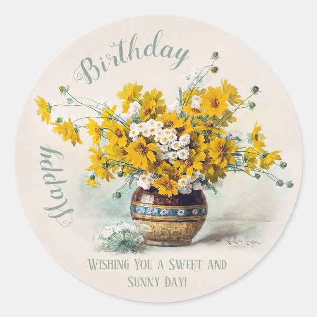 Adesivo Birthday Sweet & Sunny De Longpre Flores CC1014 (Frente)