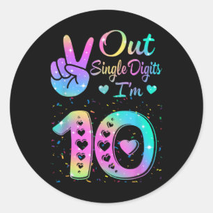 Adesivo Birthday Tie Dye Solteiro Dígitos Im 10th Digits G