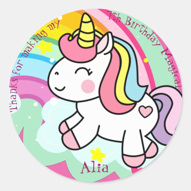 Adesivo Birthday Unicorn Personalizado (Frente)