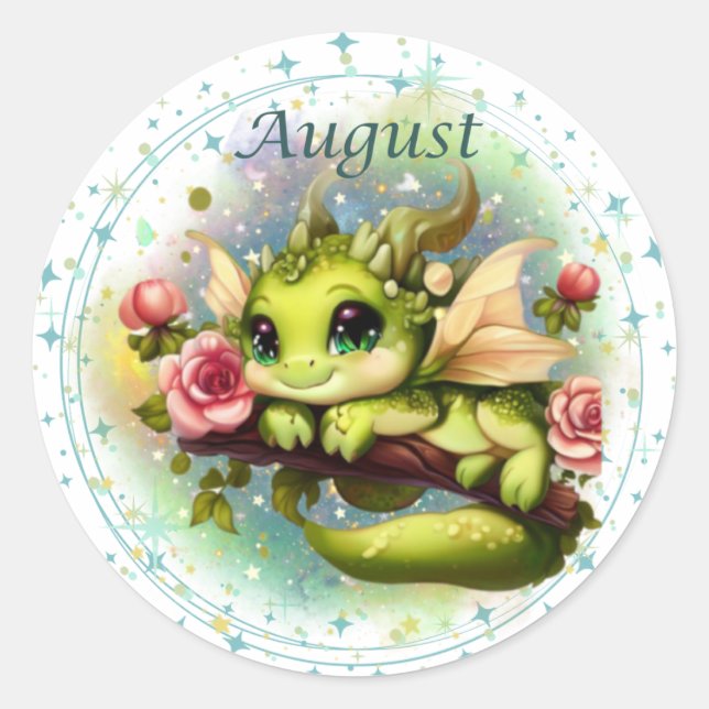 Adesivo Birthstone August Peridot Dragon Sticker (Frente)