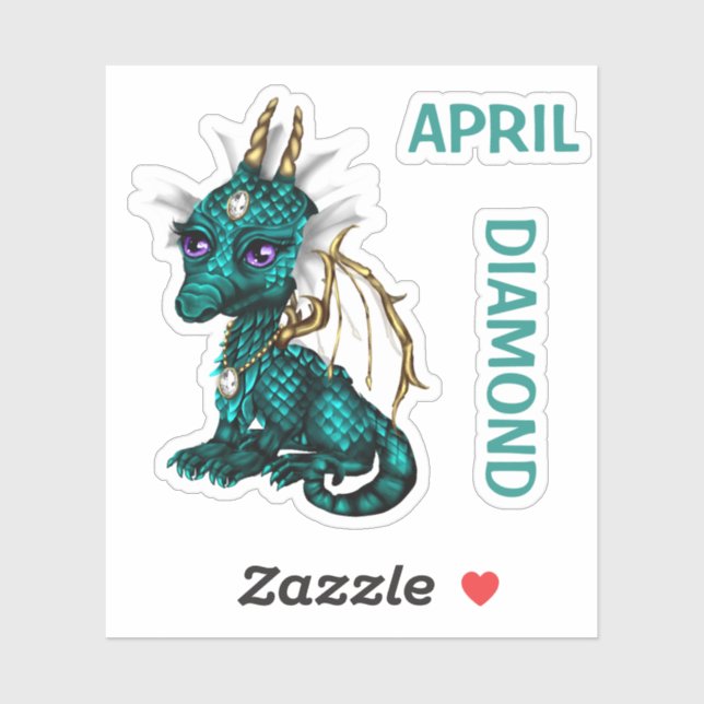 Adesivo Birthstone Baby Dragon April Diamond (Folha)