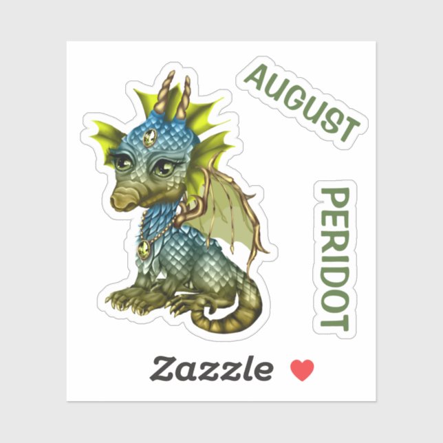 Adesivo Birthstone Baby Dragon August Peridot (Folha)
