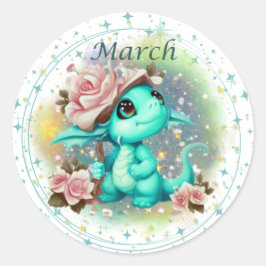 Adesivo Birthstone March Aquamarine Dragon Sticker