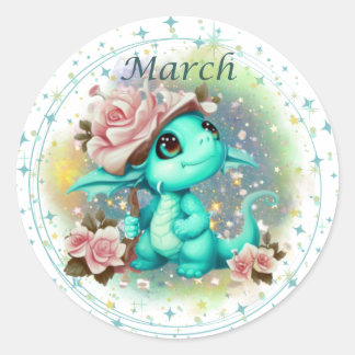 Adesivo Birthstone March Aquamarine Dragon Sticker