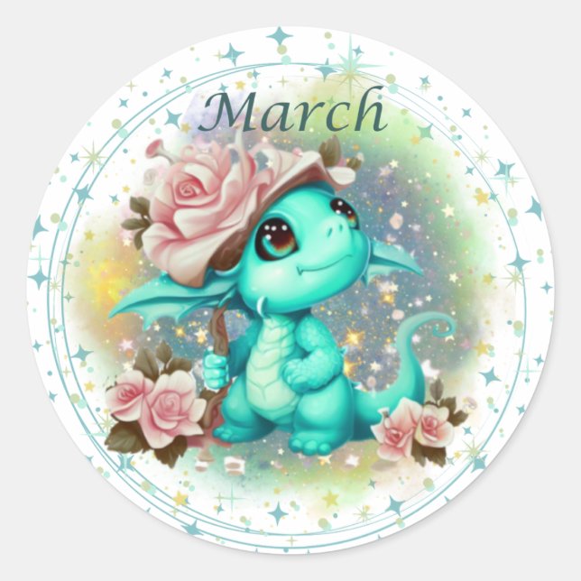 Adesivo Birthstone March Aquamarine Dragon Sticker (Frente)