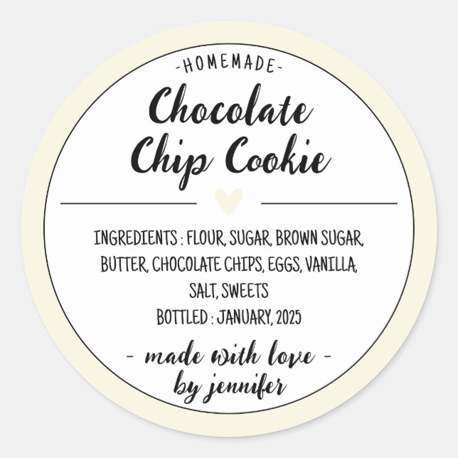 Adesivo Biscoito Amarelo Caseiro com Gotinhas de Chocolate (Frente)