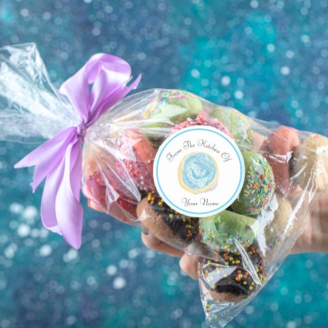 Adesivo Biscoito de Açúcar Azul Aquarela Da Cozinha De (Criador carregado)