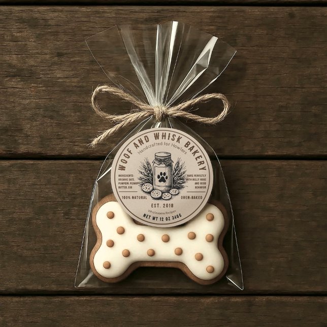 Adesivo Biscoito de cão da artisã russa (Rustic Dog treat sticker with ingredients.)