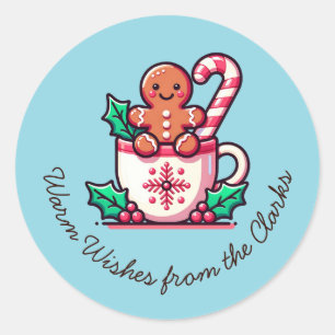 Adesivo Biscoito de Gengibre de Natal com Desejos Quentes 