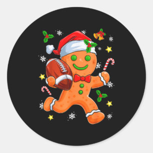 Adesivo Biscoito de Gengibre Jogando Futebol Feliz Natal