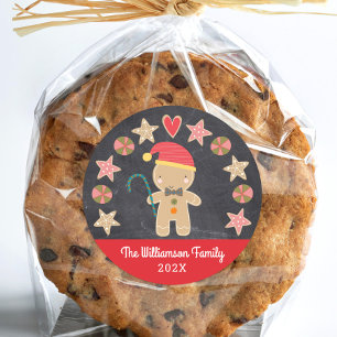 Adesivo Biscoito de Gengibre Menino de Giz Vermelho Fofo F