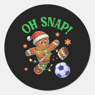 Adesivo Biscoito de Natal de Futebol de Gengibre Engraçado