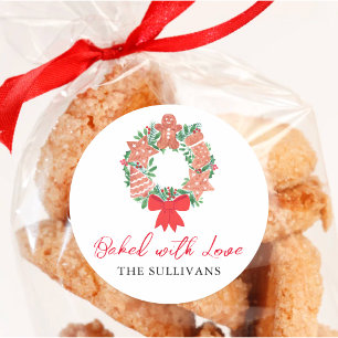 Adesivo Biscoito de Natal de Gengibre Assado Com Amor