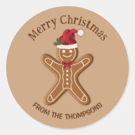 Adesivo Biscoito de Natal de Gengibre Festivo Com Texto