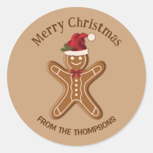 Adesivo Biscoito de Natal de Gengibre Festivo Com Texto