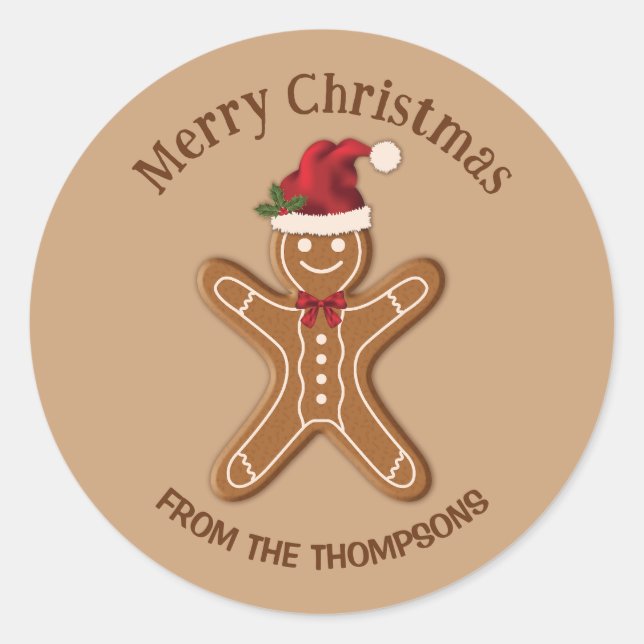 Adesivo Biscoito de Natal de Gengibre Festivo Com Texto (Frente)