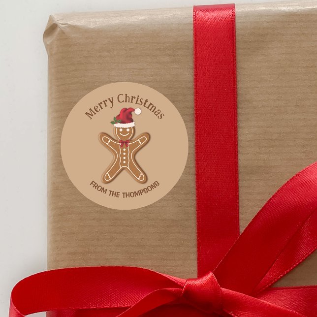 Adesivo Biscoito De Natal Festivo De Pão De Gengiva Com Te (Festive design ideal for decorating Christmas gifts, party favors, cards and other Holiday things.)