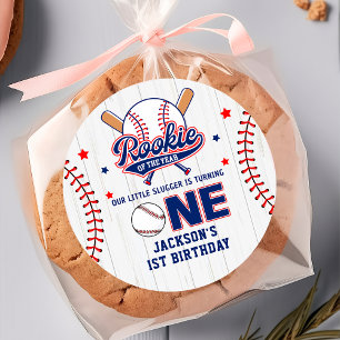 Adesivo Biscoito do Ano de primeiro aniversario Baseball S