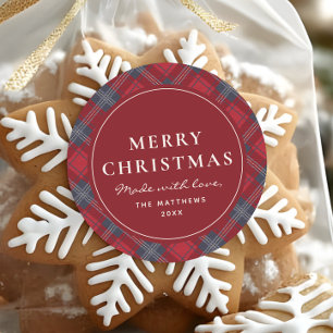 Adesivo Biscoito Vermelho Clássico de Natal Feito Com Amor