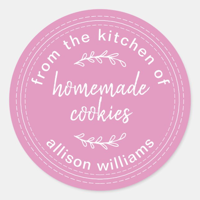 Adesivo Biscoitos Caseiros Rústicos Rosa Fúcsia (Frente)