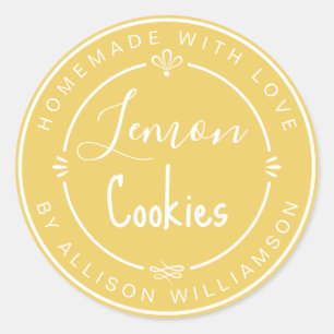 Adesivo Biscoitos de Limão Personalizados Caseiros Com Amo