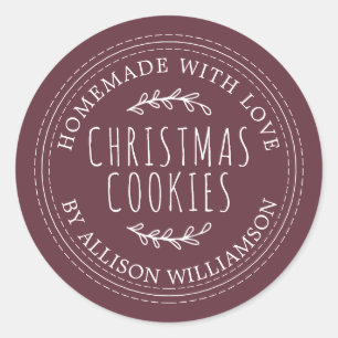 Adesivo Biscoitos de Natal Caseiros Rústicos Borgonha