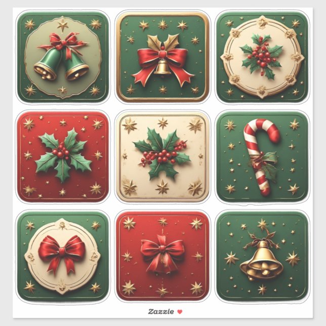 Adesivo Biscoitos de Natal lindamente desenhados (Folha)