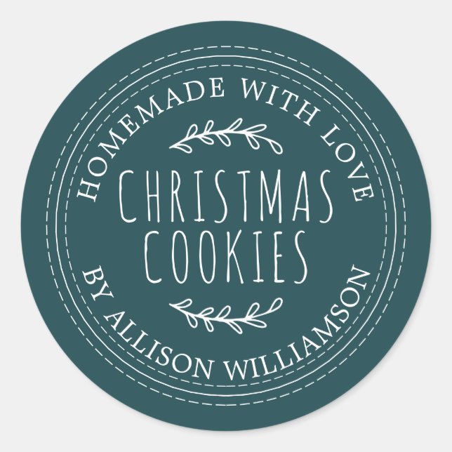 Adesivo Biscoitos de Natal Rustic casados, Deep Teal (Frente)