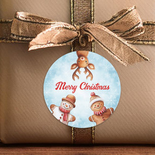 Adesivo Biscoitos de pão-de-gengibre Azul Natal