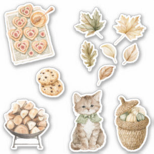Adesivo Biscoitos de Pepita de Chocolate com Gato de Folha