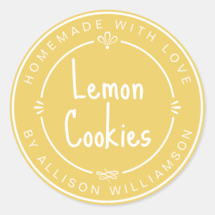 Adesivo Biscoitos Personalizados de Limão Caseiros Com Amo