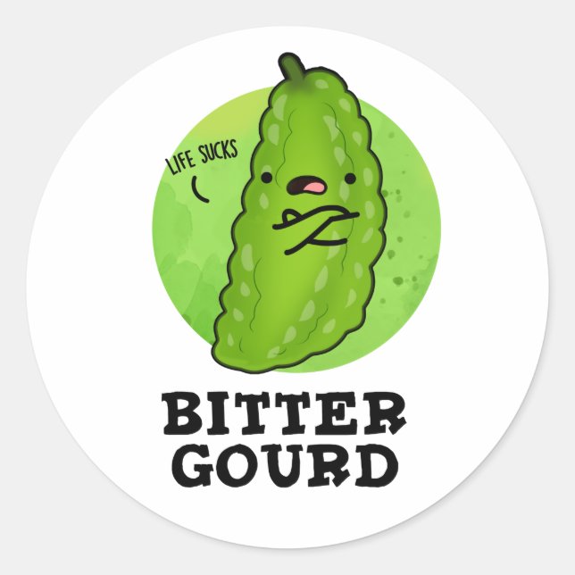 Adesivo Bitter Gourd Engraçado Veggie Pun (Frente)