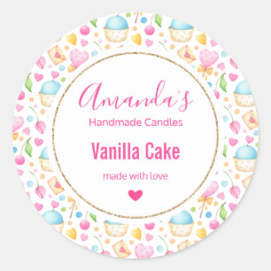 Adesivo Biz de Velas de Corações e Muffins de Aquarela