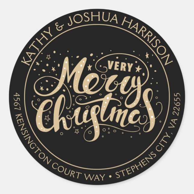 Adesivo Black and Dourado Muito Feliz Endereço de Regresso (Frente)