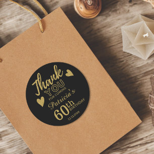 Adesivo Black And Gold Favor de Agradecimento de 60º Anive