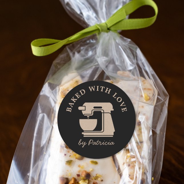 Adesivo Black And Kraft Beige Custom Baked With Love  (Criador carregado)