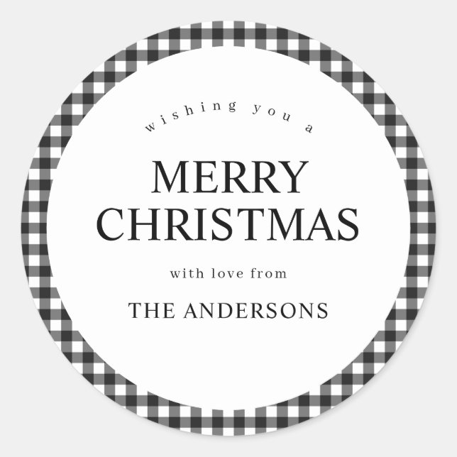 Adesivo Black and White Gingham Christmas (Frente)