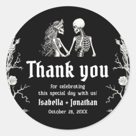 Adesivo Black and White Gothic Halloween Skeleton Wedding