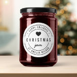 Adesivo Black and White Heart Christmas Jam Felicidades de<br><div class="desc">Adesivo preto e branco redondo moderno e ousado "Christmas Jam Happy Holidays" com um coração e bordas duplas,  perfeito para etiquetar o que você fez.</div>