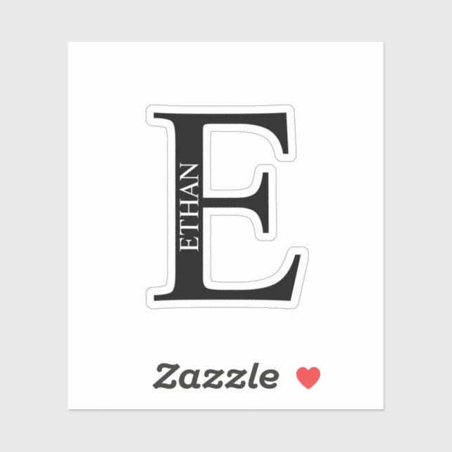 Adesivo Black and White Personalized Monogram and Name (Folha)